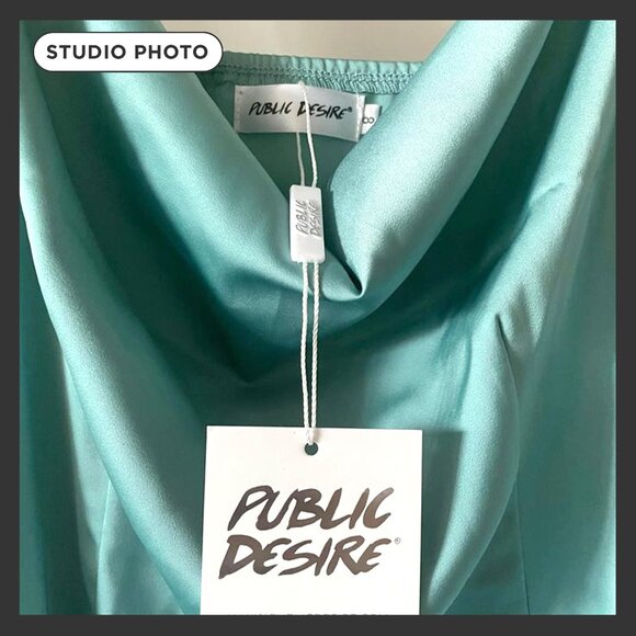 ASOS Long Satin Dress, Seafoam/Teal, Small - Picture 5 of 6